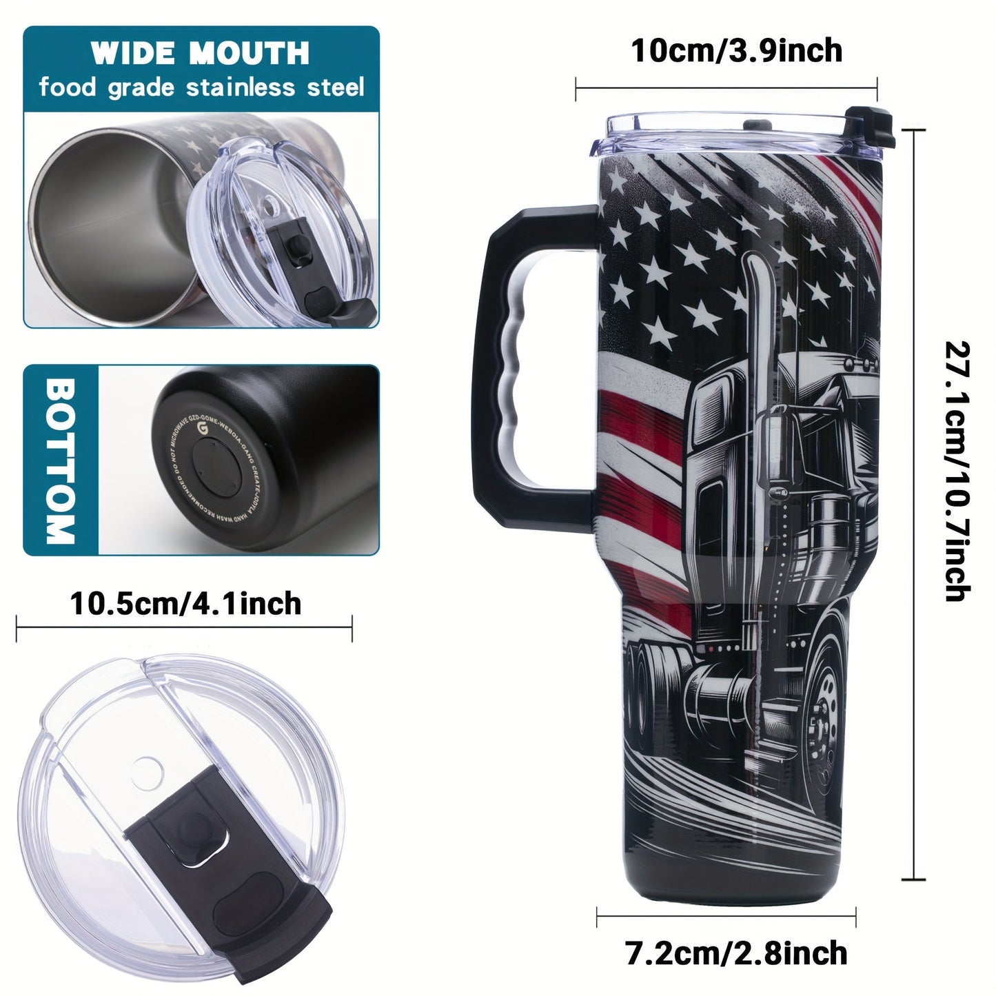 40oz Patriotic Stainless Steel Tumbler with Handle