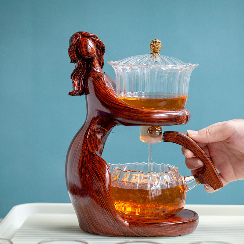 Semi-Automatic Glass Kung Fu Tea Set with Infuser