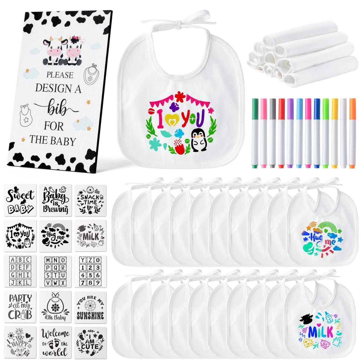 DIY Baby Bibs Decorating Kit (Cow)