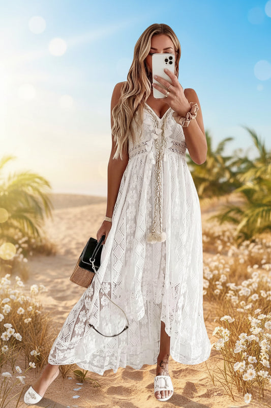 Women’s Boho Floral Lace Dress – Crochet Tassel Size 3X