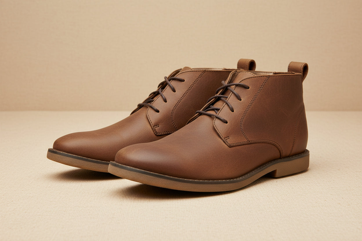 Bruno Marc Men's Brown Lace-Up Chukka Boots-Size 11