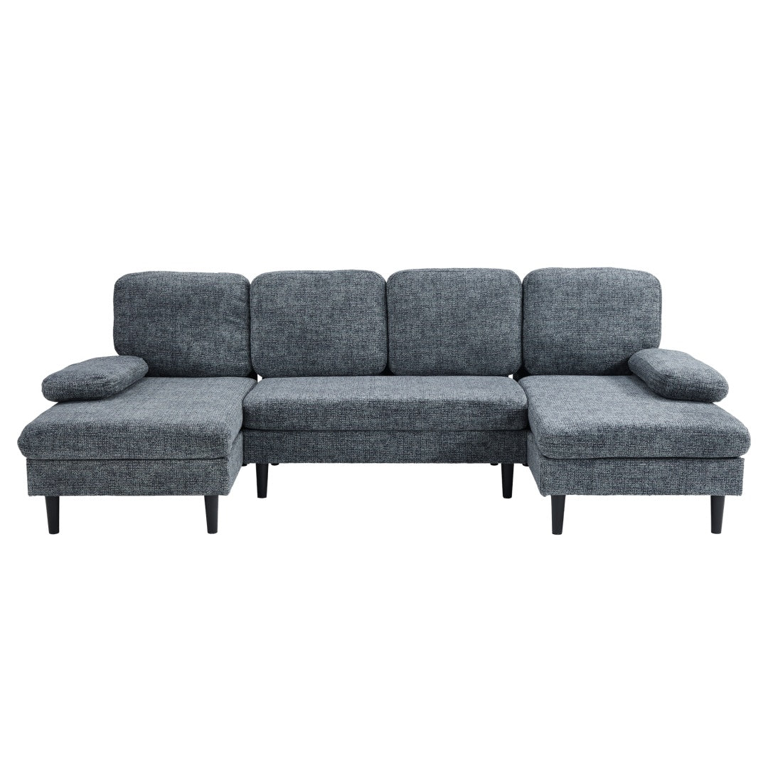 Chenille Fabric 4-seat U-shaped Combination Sofa