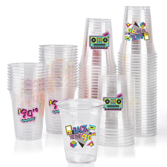 150 Pack 90s Party Plastic Cups 12 oz