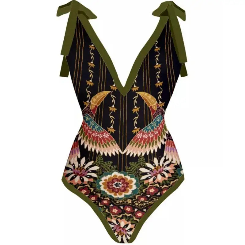 Vintage Printed One Piece Swimsuit