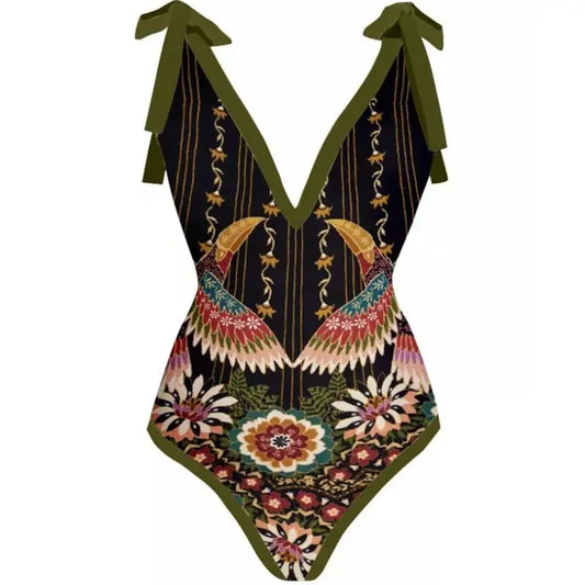 Vintage Printed One Piece Swimsuit