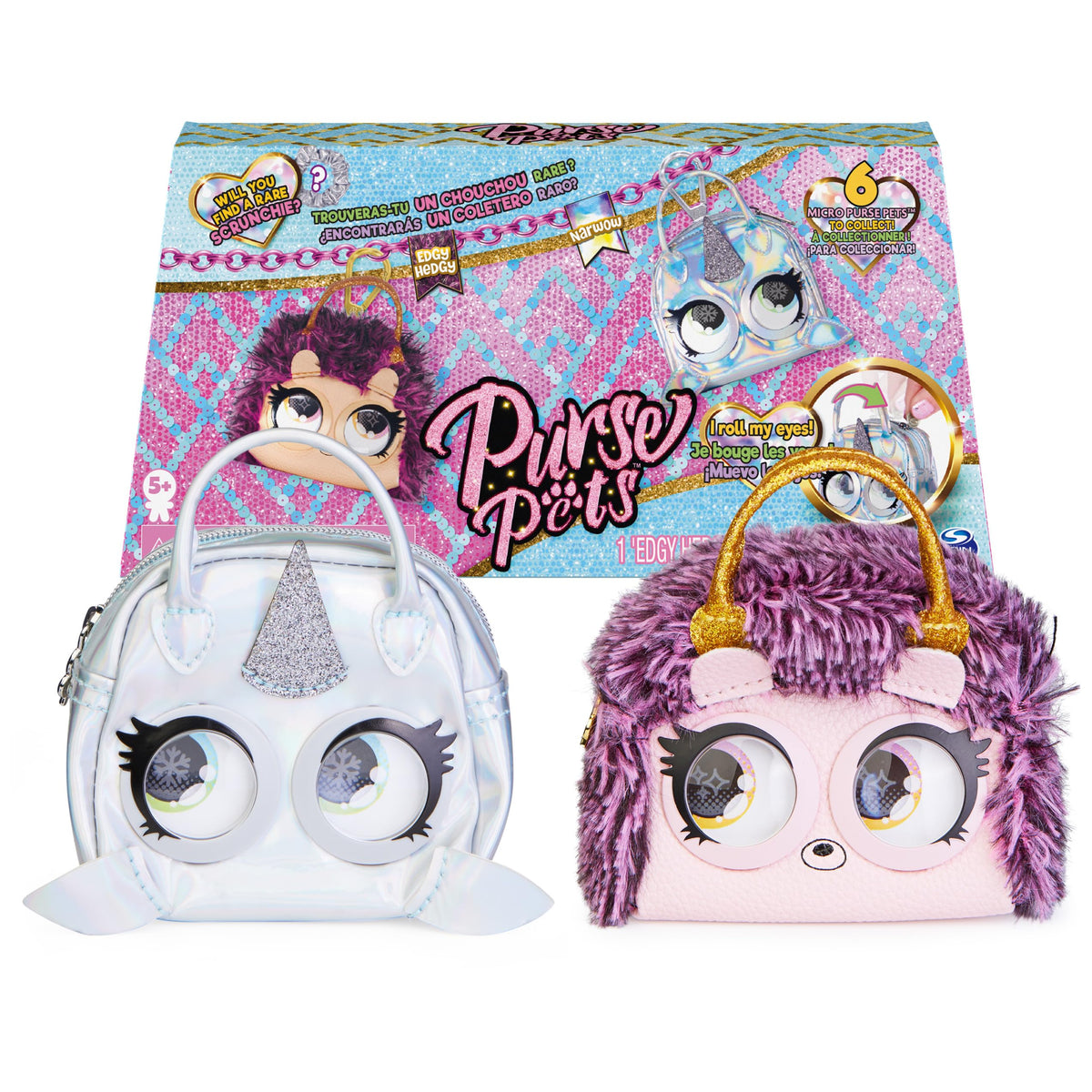 Micro Purse Pets Edgy Hedgy & Narwow Mini Purses, 2-Pack