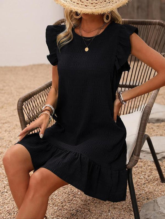 Women’s Boho Ruffle Trim Smock Dress *Multiple Colors*