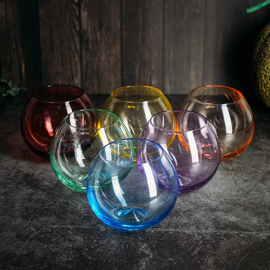 Vibes Colored Wine Glass Set, Large 12oz Bubble Glasses Set of 6, Unique Italian Style Tall for White & Red Wine, Water, Margarita Glasses, Color Tumbler, Gifts, Viral Beautiful Glassware (Stemless Bubble)
