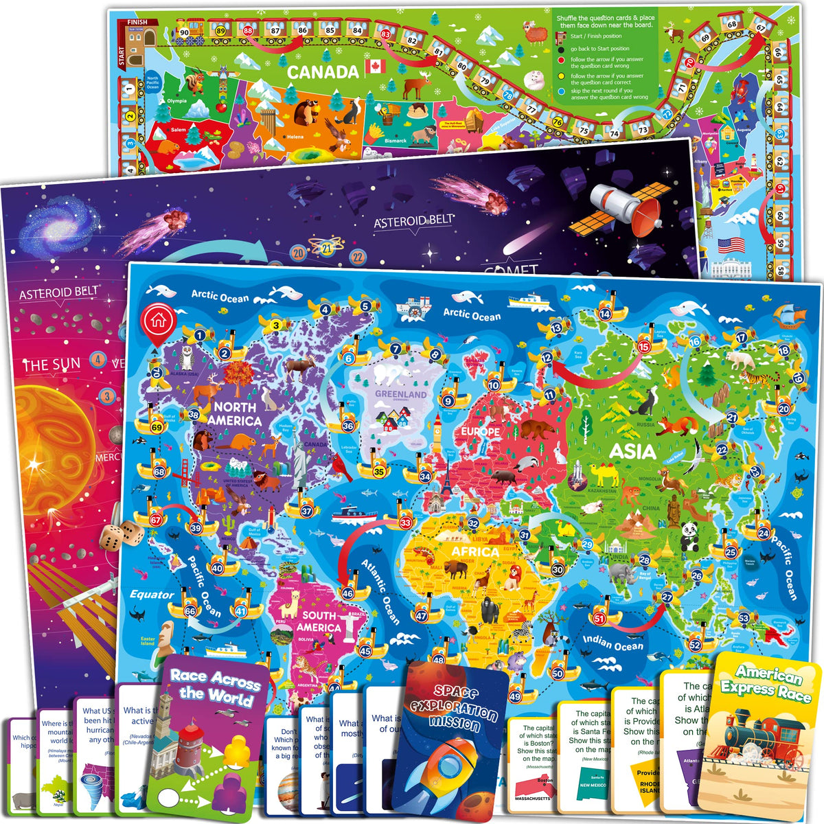 Educational Trivia Learning Board Games Set