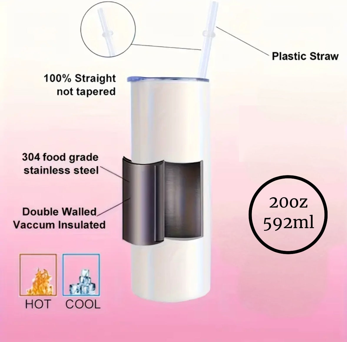 Luxe B&W 20oz Skinny Tumbler