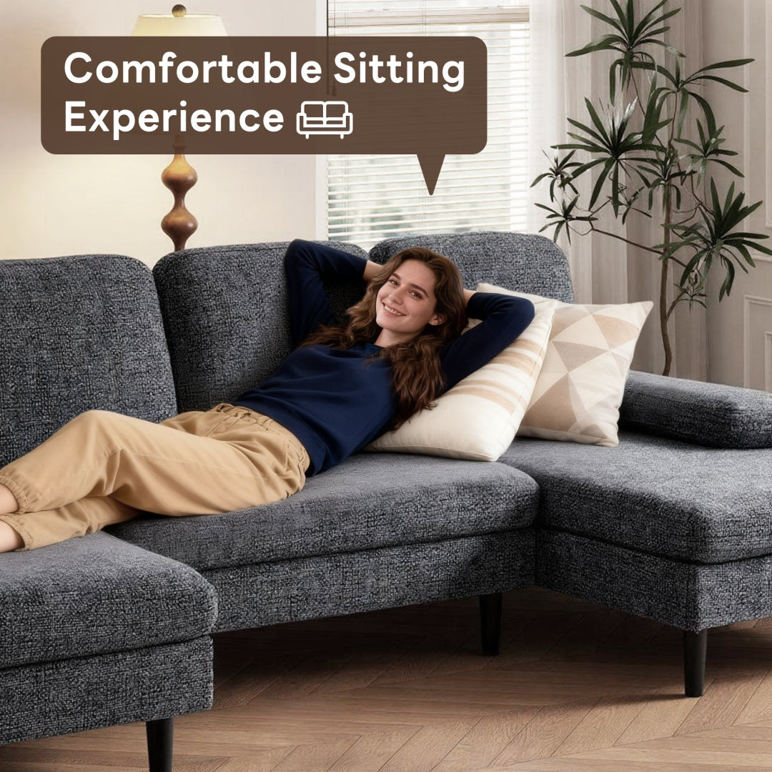 Chenille Fabric 4-seat U-shaped Combination Sofa