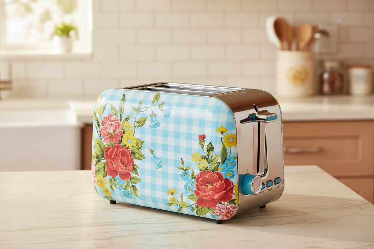 The Pioneer Woman Sweet Rose 2-Slice Toaster, Blue, New