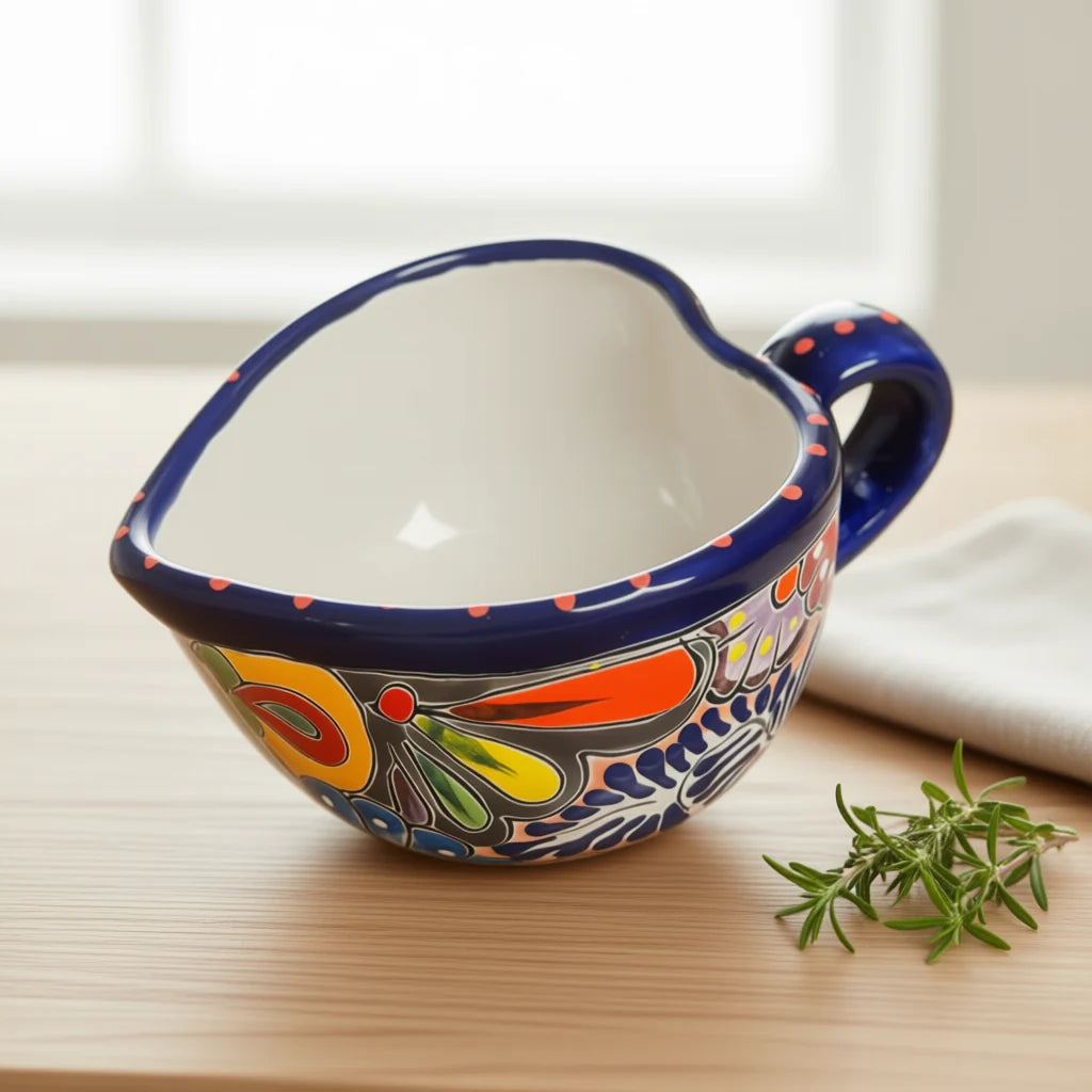 Colorful Talavera Heart Mug | Handmade Mexican Pottery Cup