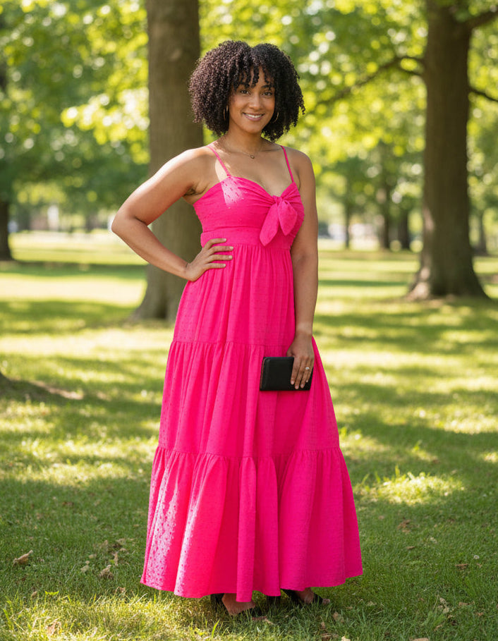 Keyhole Bow Maxi Dress