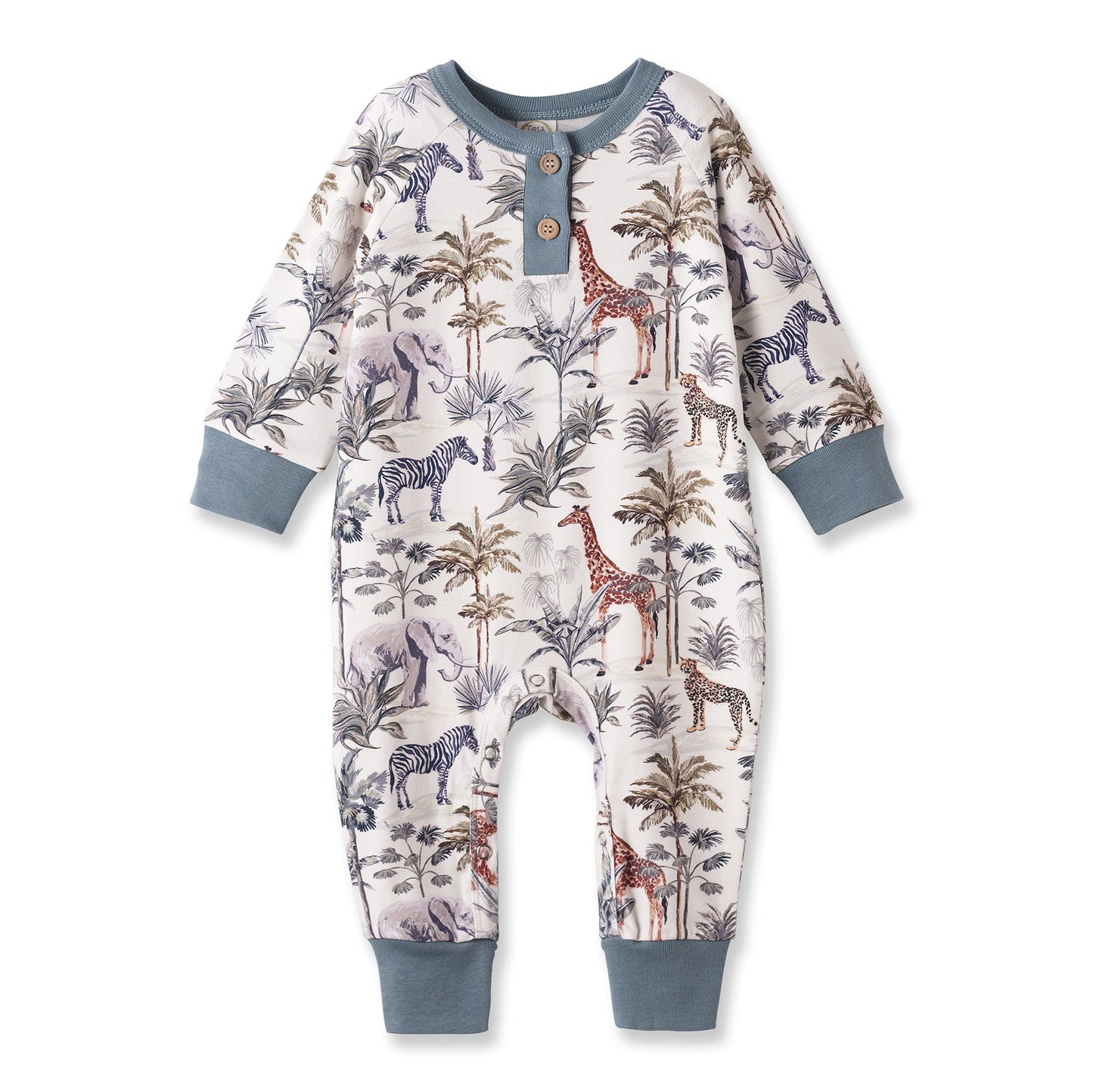 Jungle Safari Bamboo Henley Romper for Baby Boys