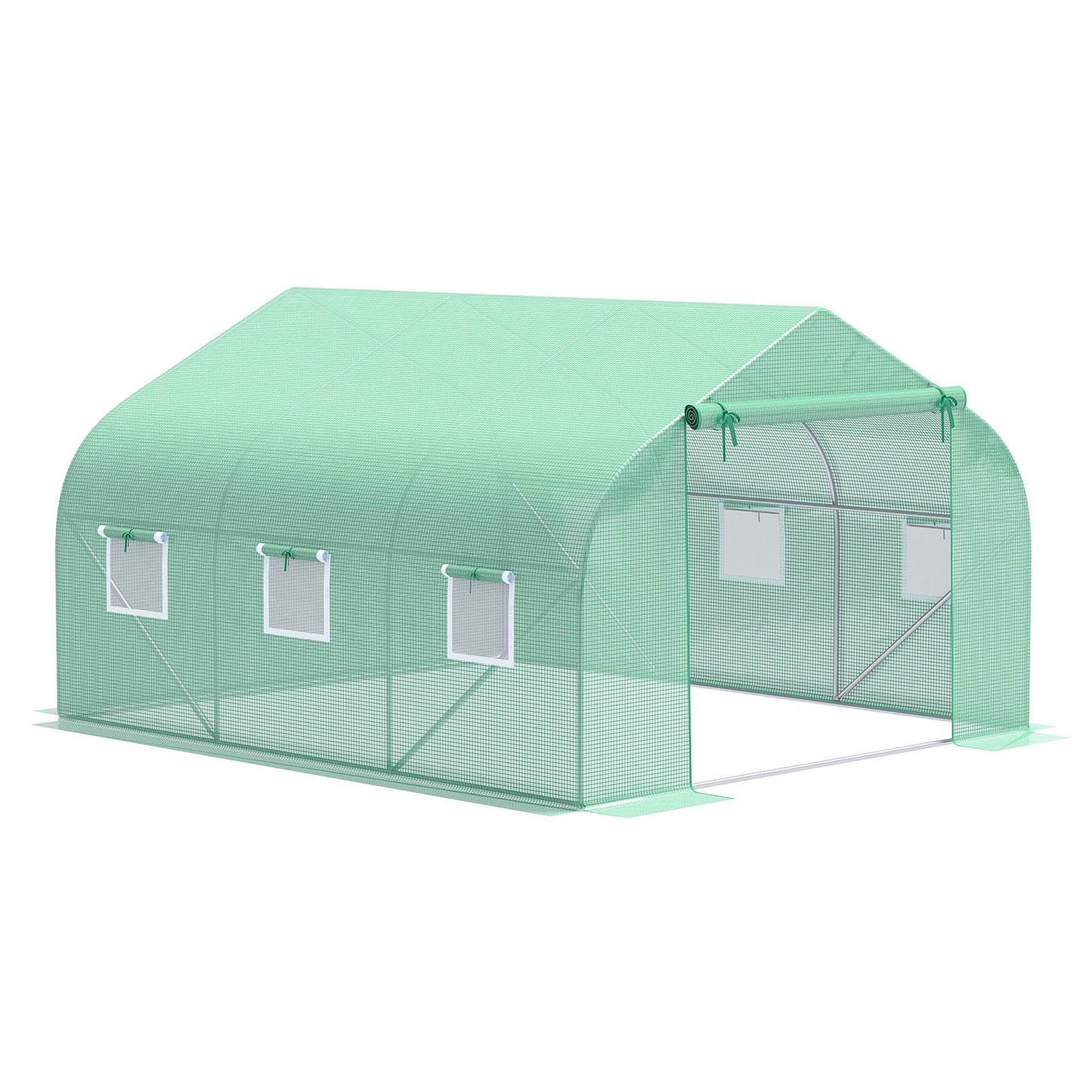 Portable Walk-In Tunnel Greenhouse with Windows-Deep Green