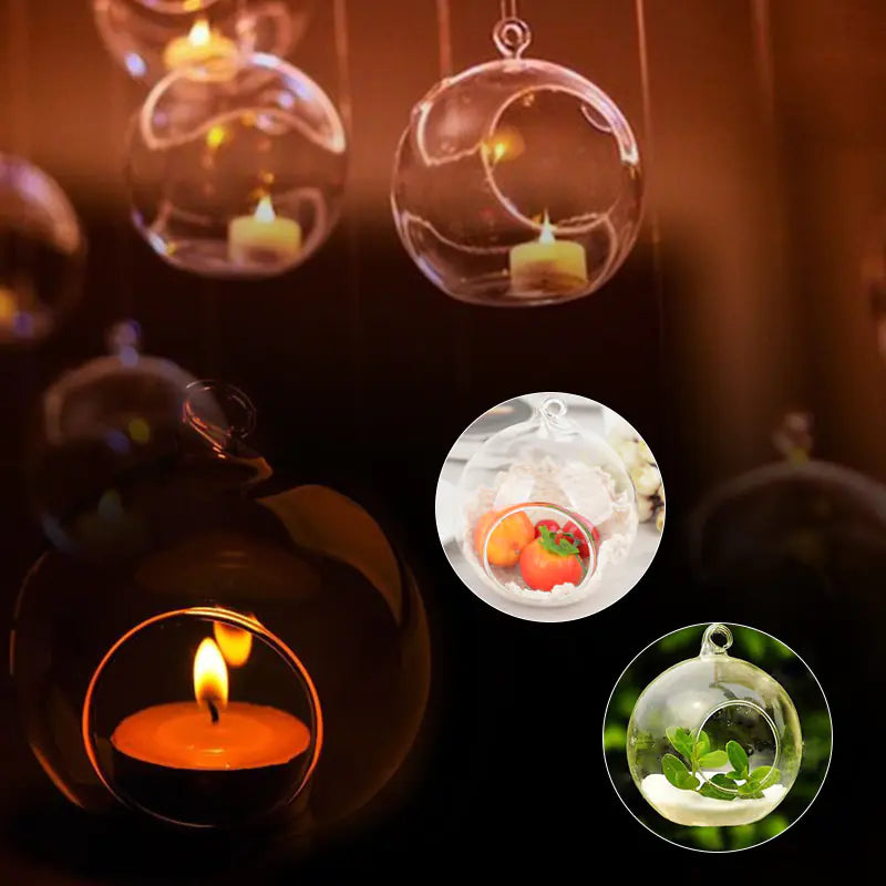 Decorative Glass Hollow Ball for Indoor Hanging (Candle)