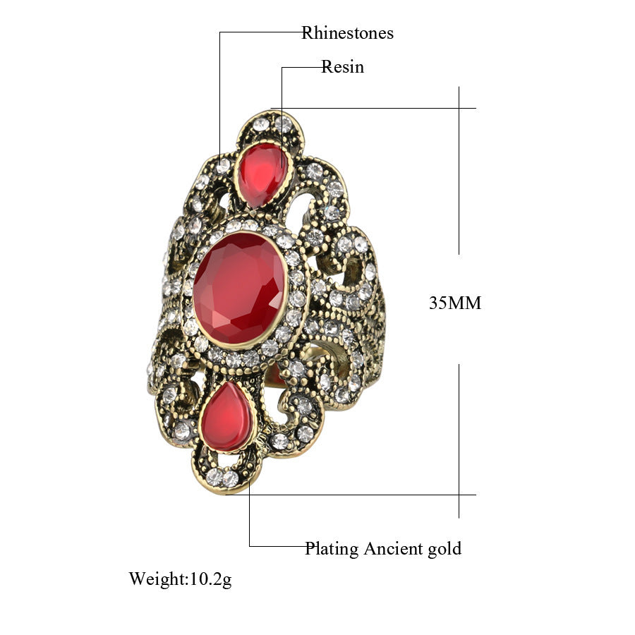 Vintage Style Resin Rhinestone Ring *Color Options*