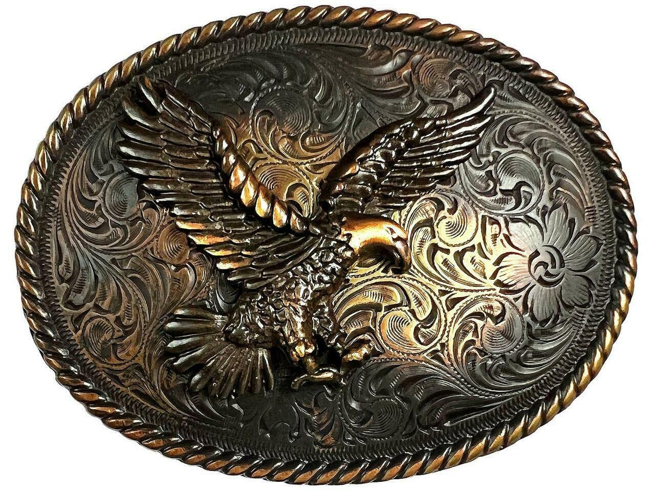 Western Cowboy Cowgirl Copper Eagle Belt Buckle Fits 1-1/2"(38mm) Belt Strap
