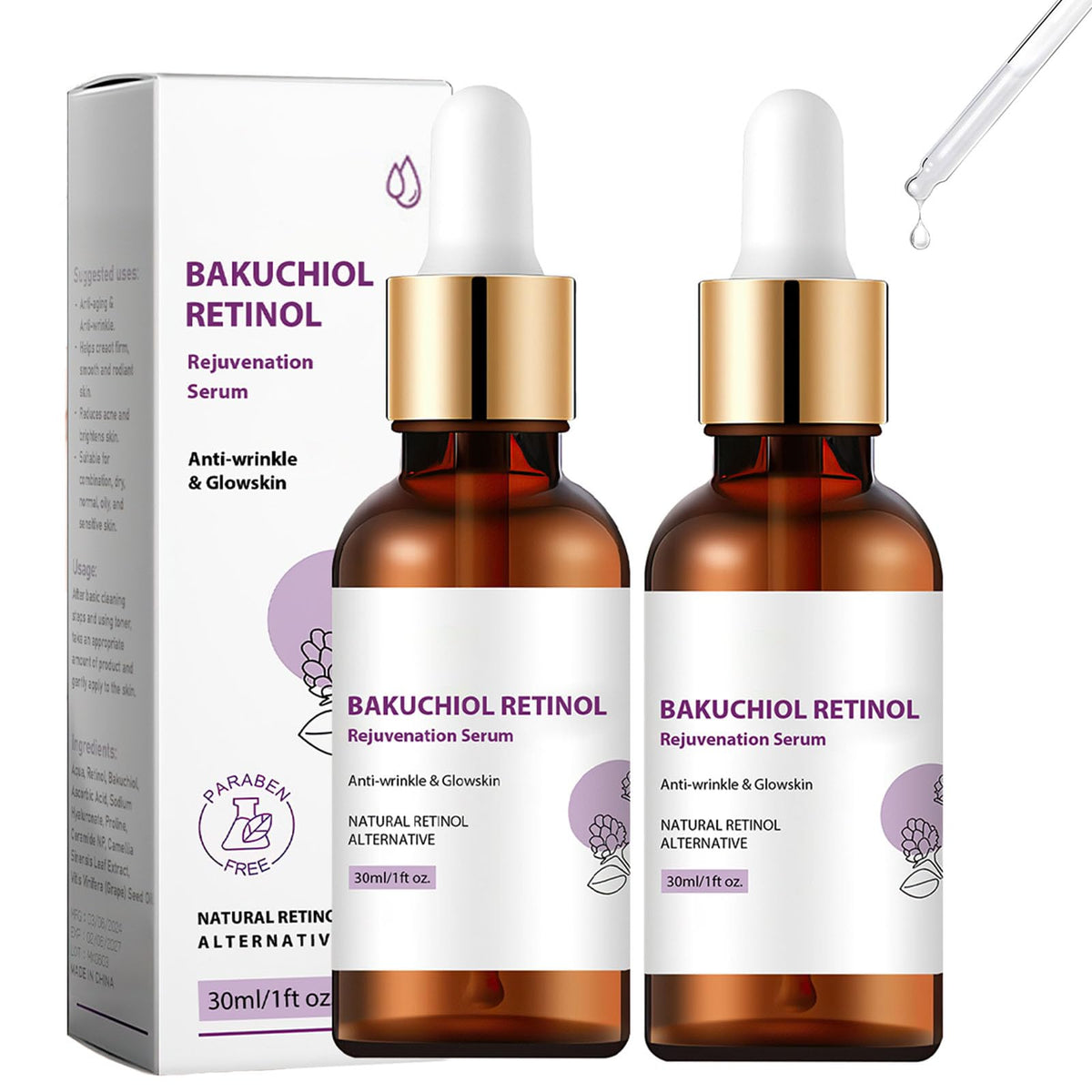 Venature Bakuchiol & Retinol Face Serum, 2-Piece Set
