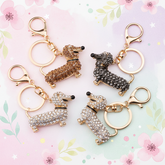 Rhinestone Dachshund Keychain