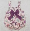 Hot Sale Infant Baby Girls Rompers Strap Hats Boots Purple Bow Top Ruffle Rompers Western Fashion Toddler Girls Bubbles Rompers