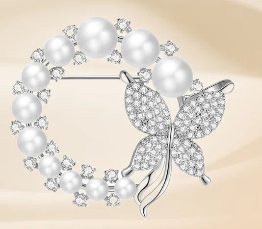 Pearl Butterfly Brooch