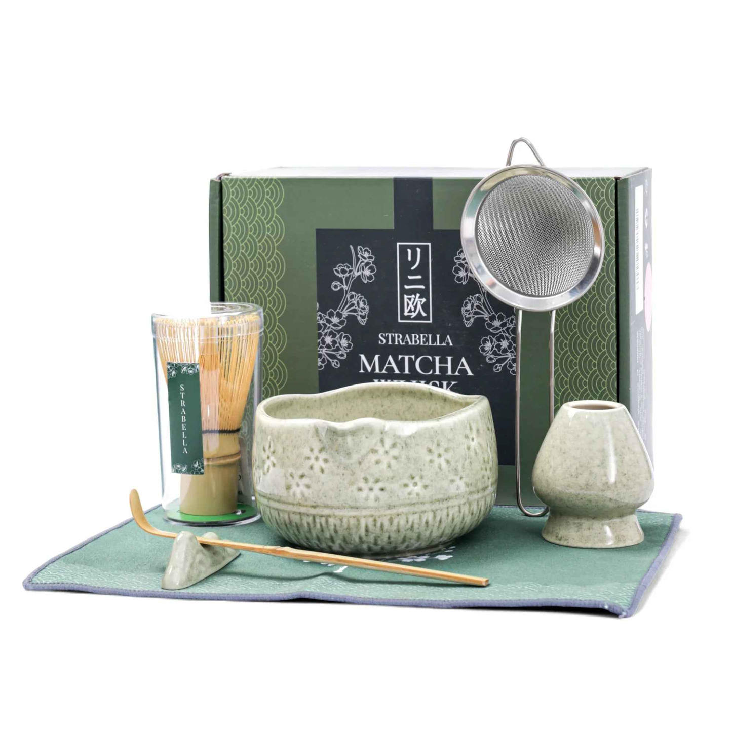 Strabella Matcha Whisk Set – Premium Bamboo Whisk & Ceramic Bowl Holiday Gift Set
