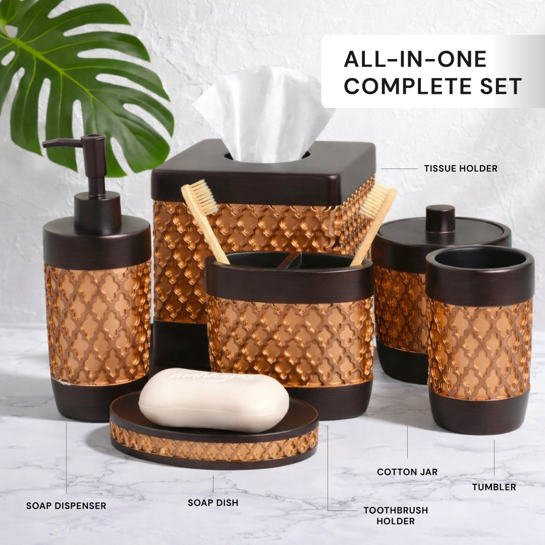 The Wally Collection – Elegant Modern Bathroom Décor Accessories Set of 6