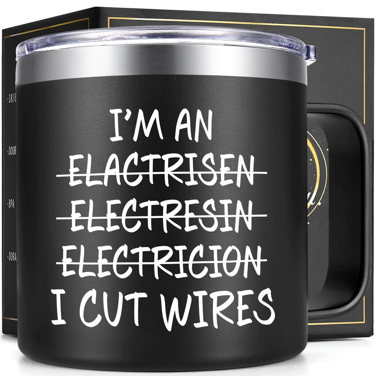 Lifecapido Electrician Gifts for Men Im An Electrician 14oz Insulated Coffee Mug Christmas Gifts Birthday Gifts for Electricians Black
