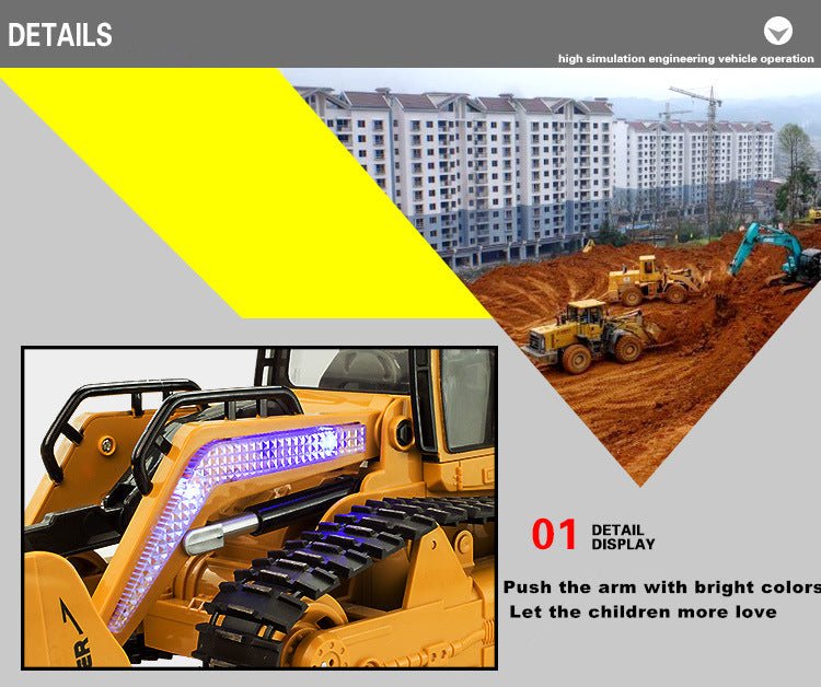 Large 2.4G Remote Control Bulldozer Excavator Toy