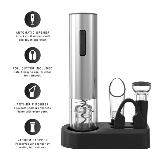 Pursonic 5-Piece Electric Wine Opener Set