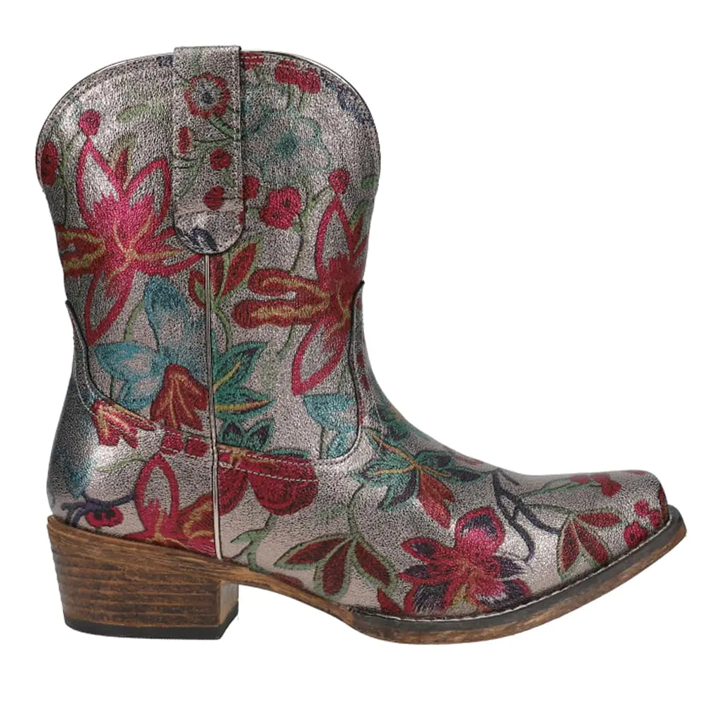 ROPER Women's Snip Toe All Over Floral Grey Boot