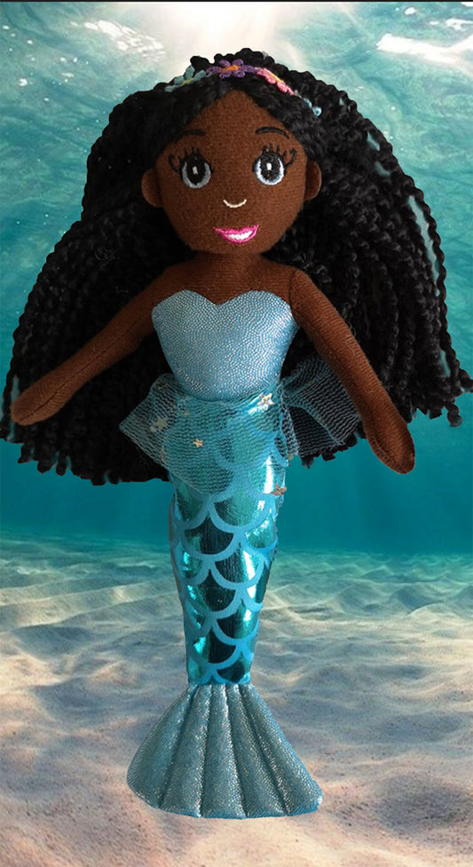 A Dark Brown Skin Tone Mermaid Doll