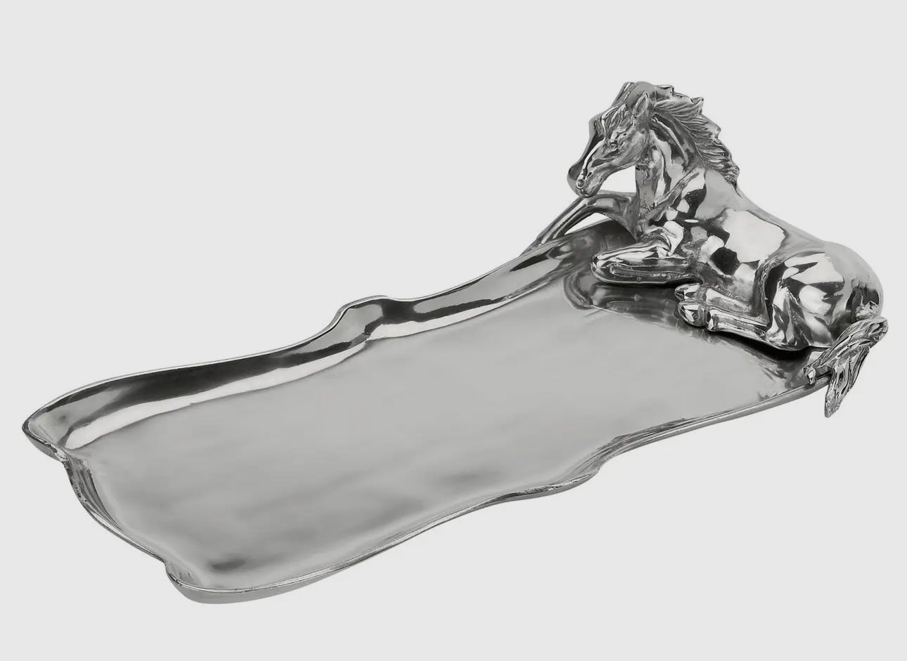 3D Oblong Horse Silver Tray