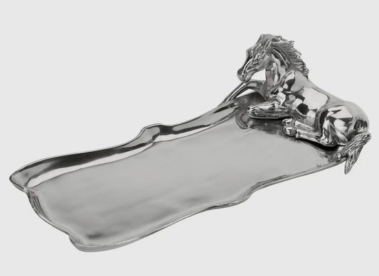 3D Oblong Horse Silver Tray