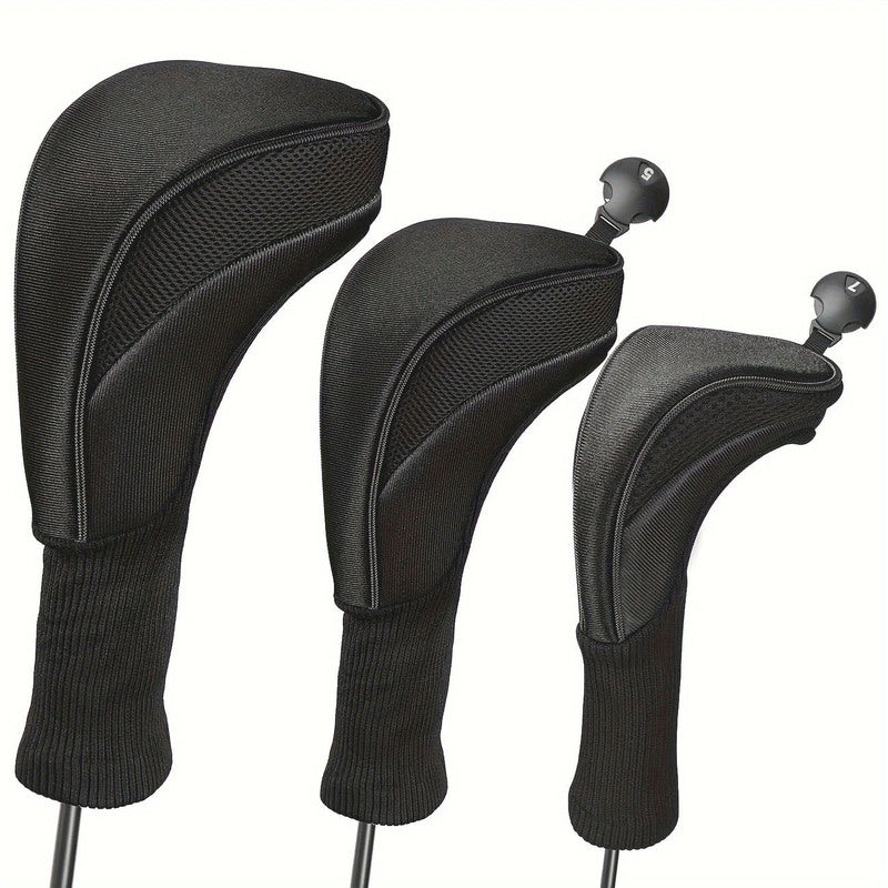 3-Piece Long-Neck Golf Club Headcover Set