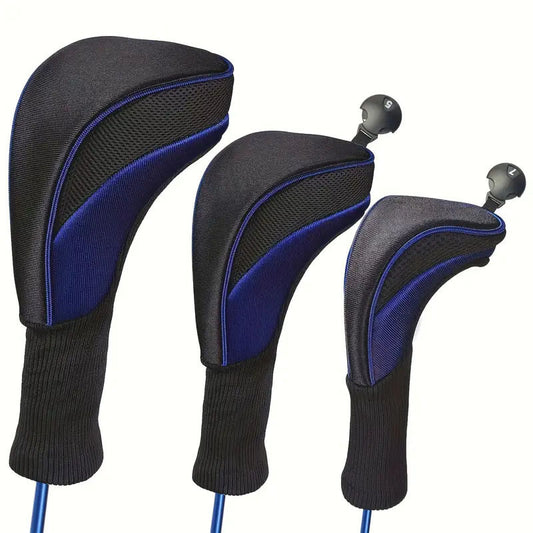 3-Piece Long-Neck Golf Club Headcover Set