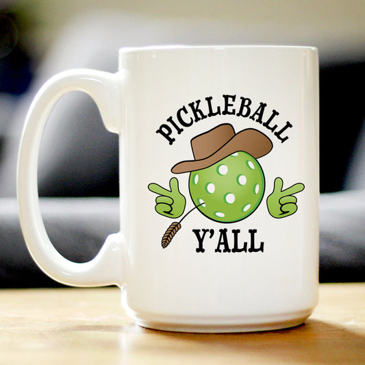 Pickleball Y'all Coffee Mug Funny Pickleball Gifts for Picklers White Ceramic Coffee Cup