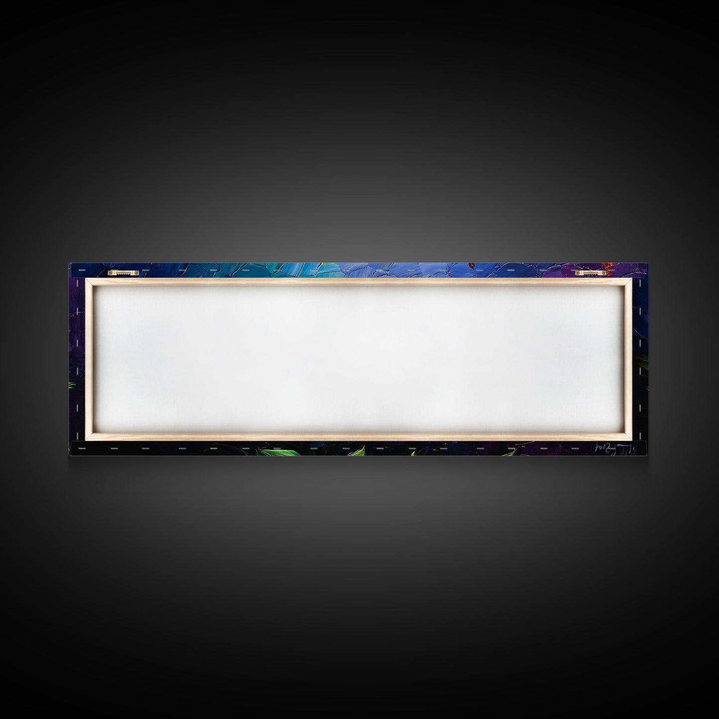 Large Wildflower Painting on Navy Blue Background, Canvas Print, 3D Appearance, Minimalist / Boho Farmhouse Decor