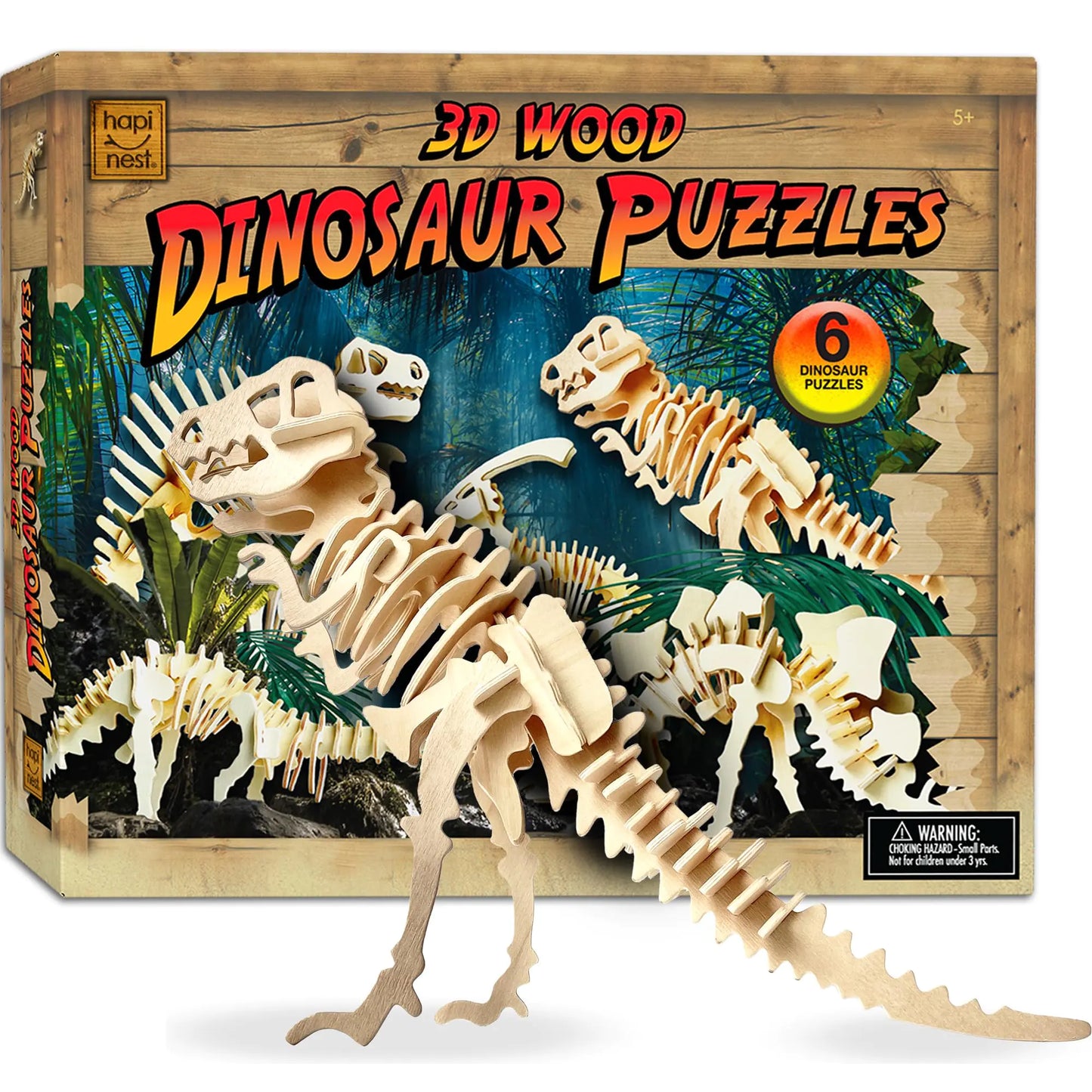 HapiNest Wooden 3D Puzzle Dinosaur Model Kit