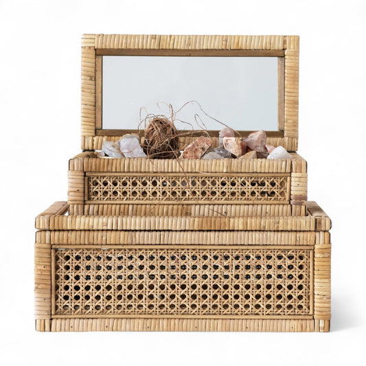 Woven Rattan Wood Display Boxes