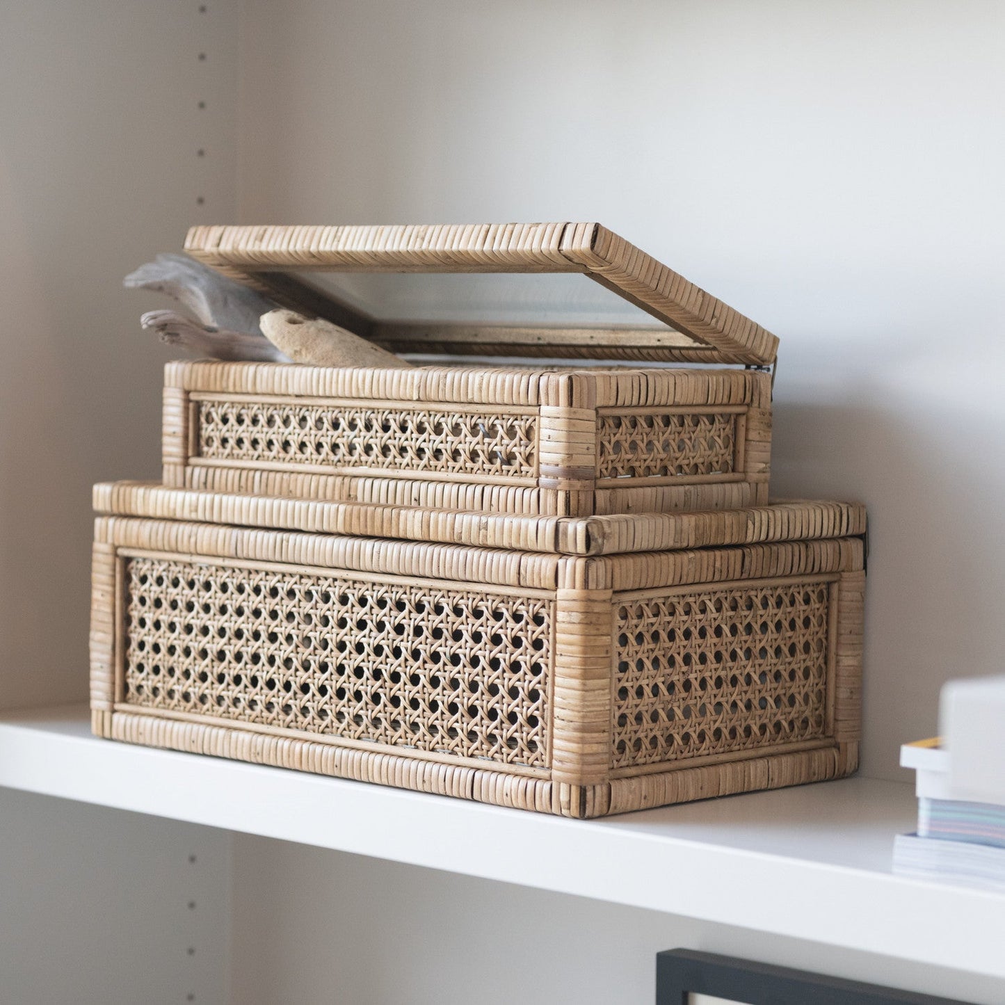 Woven Rattan Wood Display Boxes