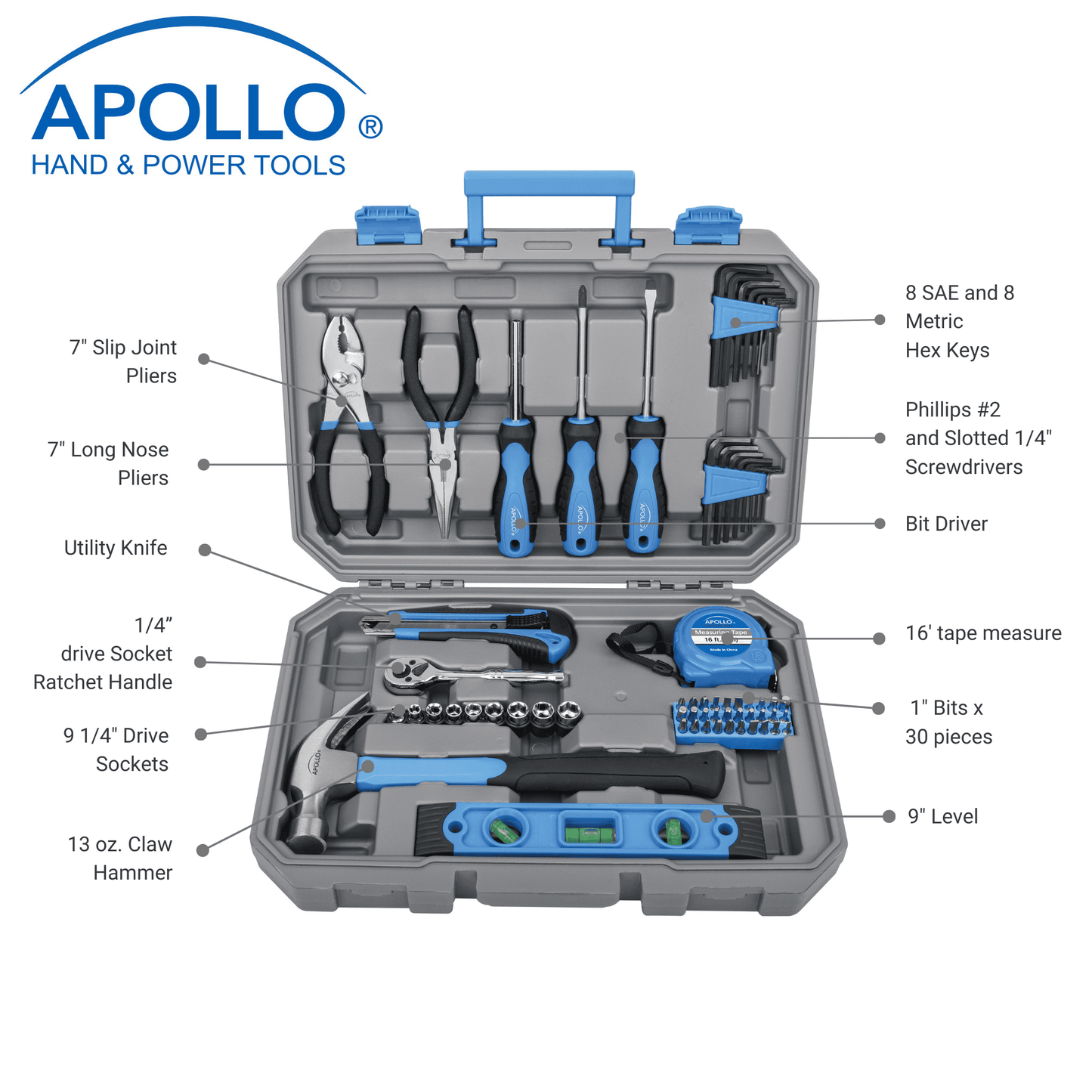 65 Piece Household and Mechanical Tool Set