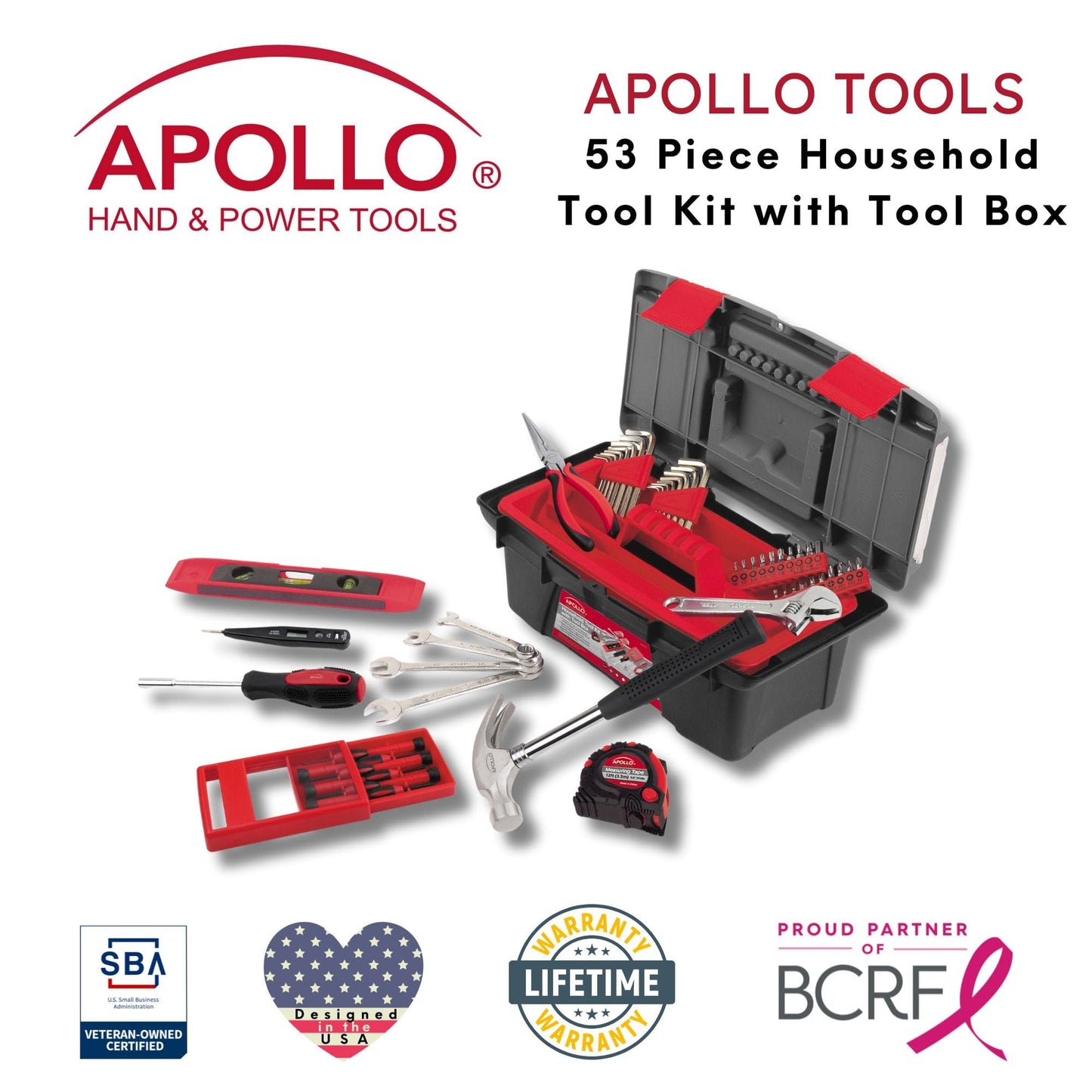 53 Piece Household Tool Kit with Tool Box