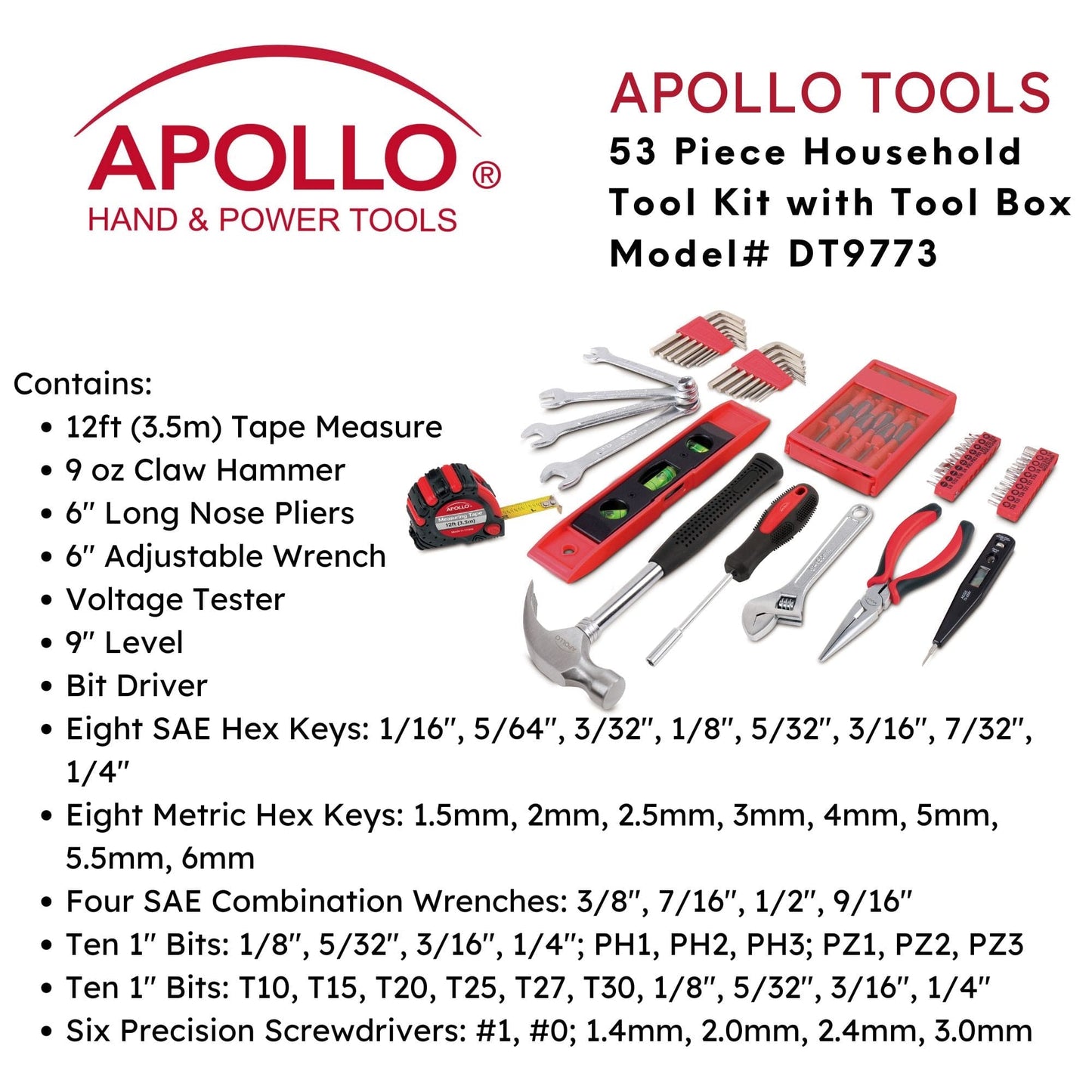 53 Piece Household Tool Kit with Tool Box