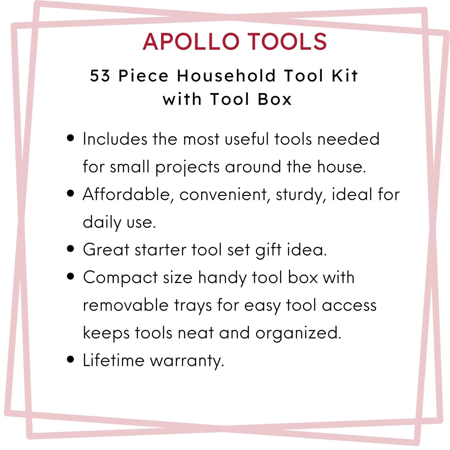 53 Piece Household Tool Kit with Tool Box