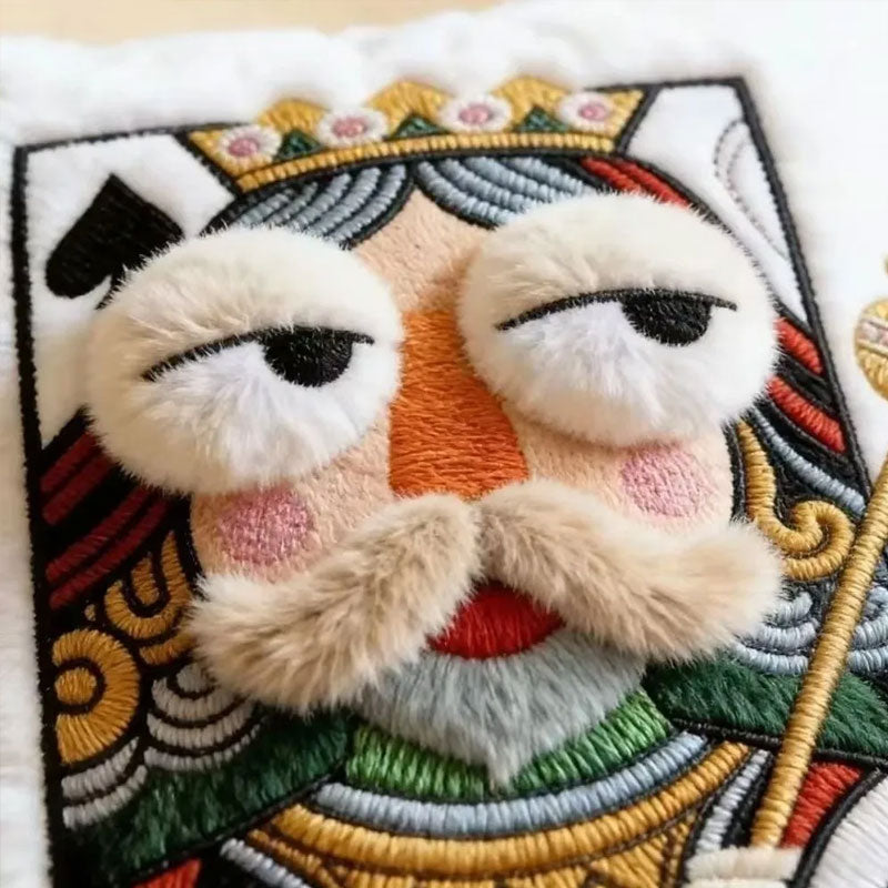 Quirky Embroidered Square Throw Pillow