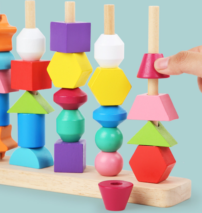 Montessori Stacker — Wooden Geometric Shapes Learning Toy