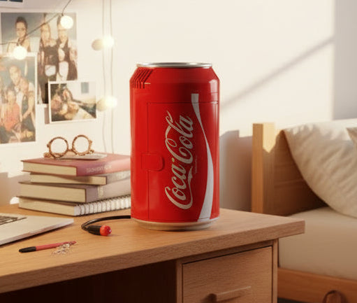 Coca-Cola 8 Can Capacity Portable Mini Refrigerator 12V DC 110V AC
